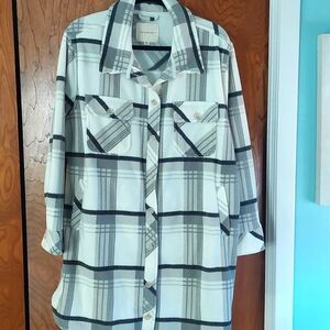 White gray plaid shacket